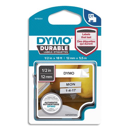 DYMO Ruban D1 Durable 12mmx5.5m Noir sur Blanc 1978364