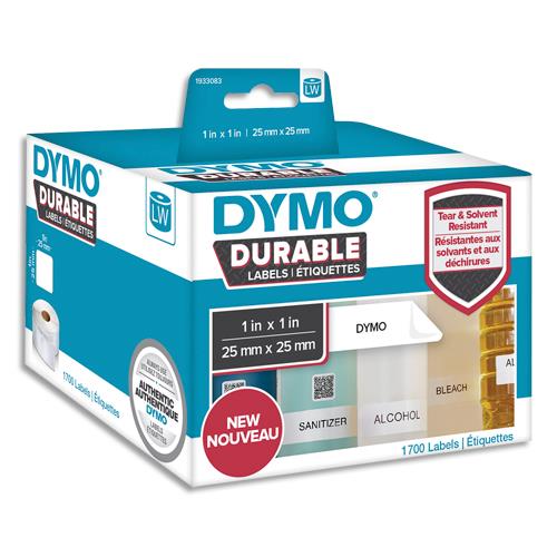 DYMO Pack de 2 rouleaux de 850 étiquettes LabelWriter Durable 25x25mm Noir/Blanc 2112286