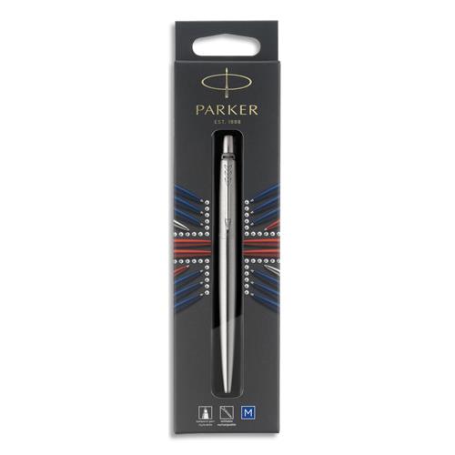 PARKER Pochette 1 stylo bille Bleu pointe moyenne Jotter. Corps Acier CT