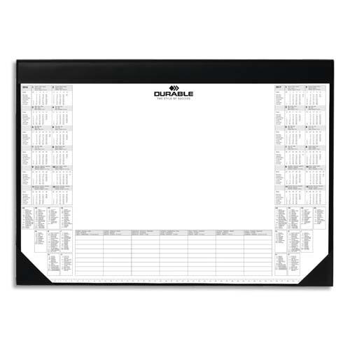 DURABLE Sous-main avec calendrier 2 ans + semainier - mousse antidérapante - L59 x H42 cm - Noir