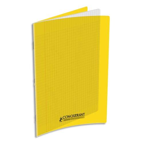 CONQUERANT C9 Cahier piqûre 21x29,7cm 48 pages 90g grands carreaux Seyès. Couverture polypropylène Jaune