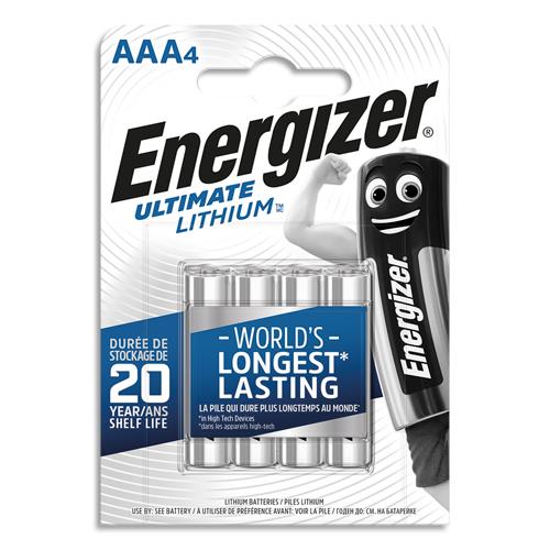 ENERGIZER Pile Ultimate Lithium AAA LR03, pack de 4 piles