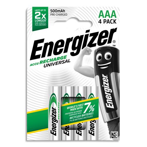 ENERGIZER Pile Universal Rechargeable AAA LR03 500 mAh, pack de 4 piles