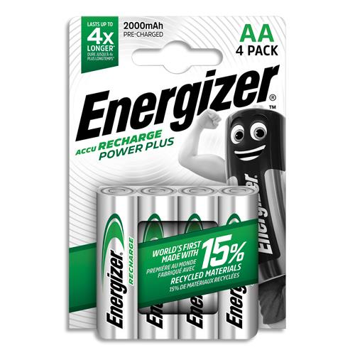 ENERGIZER Pile Power Plus Rechargeable AA LR6 2000 mAh, pack de 4 piles