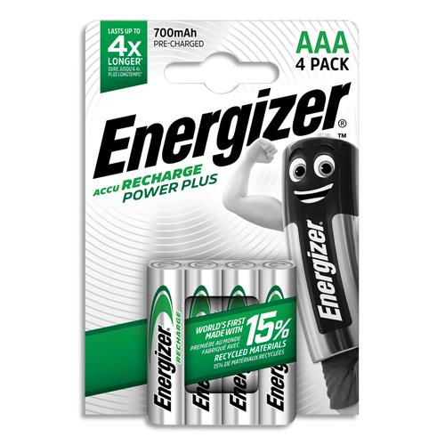 ENERGIZER Pile Power Plus Rechargeable AAA LR03 700 mAh, pack de 4 piles