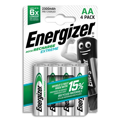 ENERGIZER Pile Extreme Rechargeable AA LR6 2300 mAh, pack de 4 piles