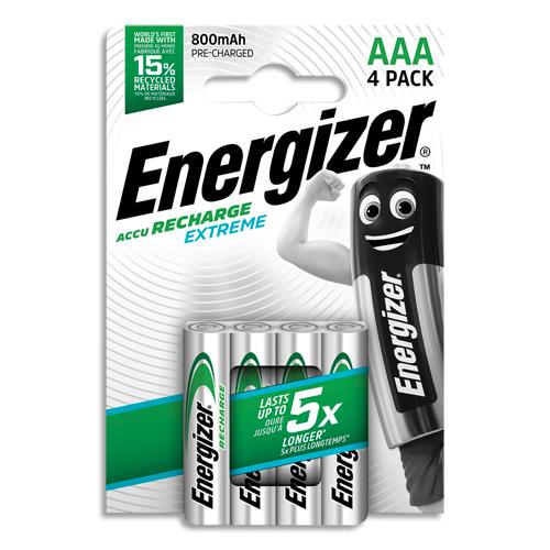 ENERGIZER Pile Extreme Rechargeable AAA LR03 800 mAh, pack de 4 piles