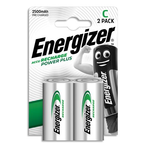 ENERGIZER Pile Power Plus Rechargeable C LR14 2500 mAh, pack de 2 piles