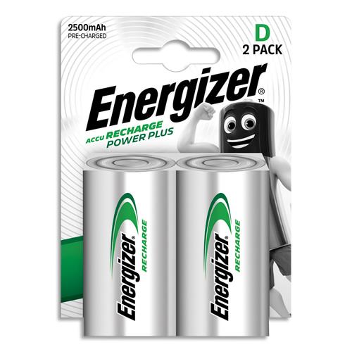 ENERGIZER Pile Power Plus Rechargeable D LR20 2500 mAh, pack de 2 piles