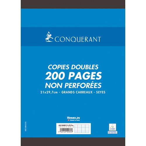 CONQUERANT C7 Copies doubles non perforées Blanches 21x29,7cm 200pages Seyès 70g - Sous étuis