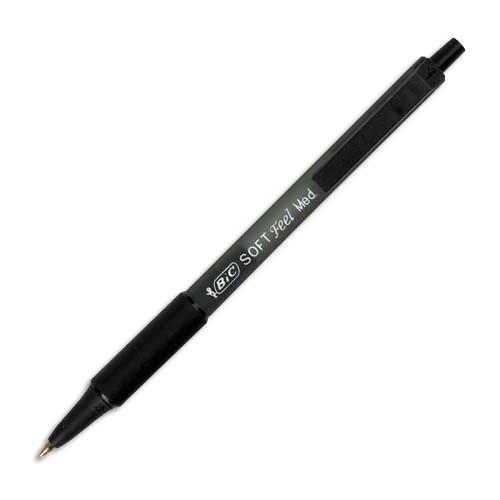 BIC Softfeel Stylos-Bille Rétractables Pointe Moyenne (1,0 mm) - Grip Matelassé - Encre Noire