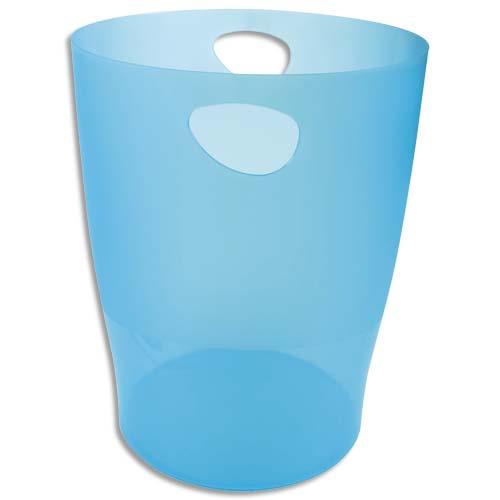 EXACOMPTA Corbeille à papier ECO 15 L Turquoise translucide - Diamètre 26 cm, hauteur 33,5 cm