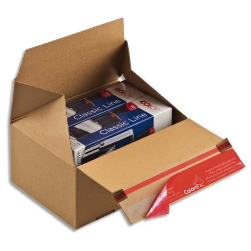 COLOMPAC Carton d'expédition Eurobox S Brun simple cannelure, fermeture adhésive L14,5 x H14 x P9,5 cm