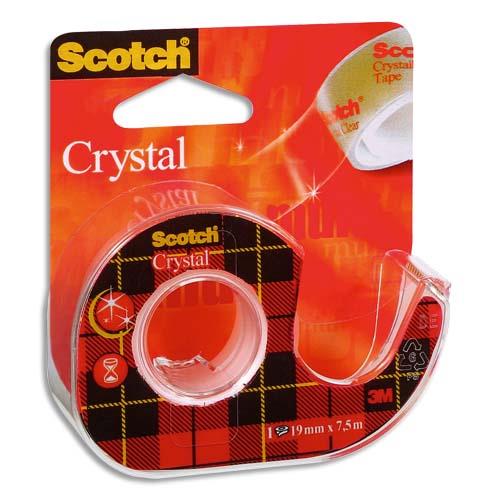 SCOTCH Ruban Crystal transparent 19mm x 7,5m sur dévidoir