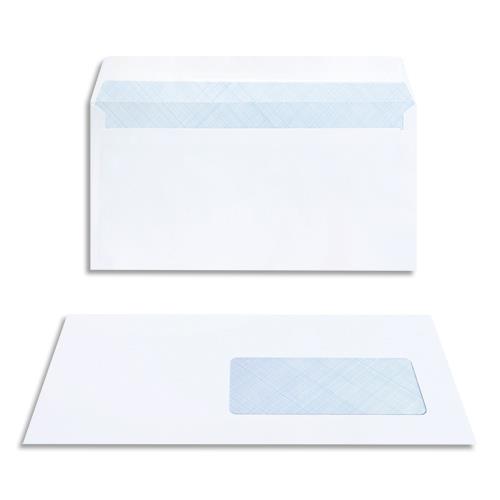 BONG Boîte de 200 enveloppes DL 110x220mm fenetre 45x100mm Blanc 80g auto-adhésive