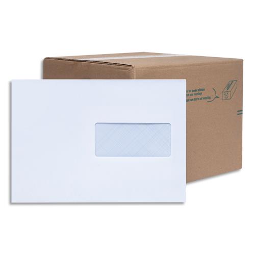 BONG Boîte de 200 enveloppes Blanches auto-adhésives 80g format 162X229mm C5 fenêtre 45x100mm