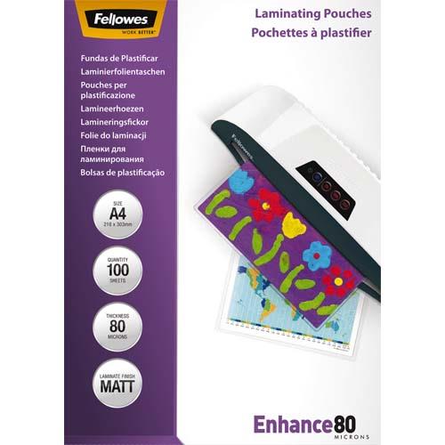 FELLOWES Pack de 100 pochettes A4 80 microns Mat 5452103