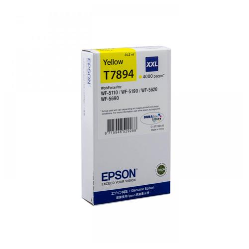 EPSON Cartouche Jet d'Encre Jaune XXL (4 000 p) WF-5xxx (T7894) - C13T789440 (dont eco-taxe de 0,02 €)