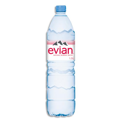 EVIAN Bouteille plastique d'eau d'1,5 litre minérale plate