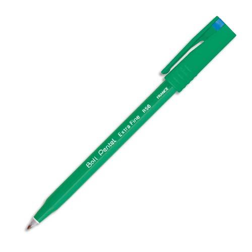 PENTEL Stylo feutre à bille pointe plastique 0,6 mm encre Bleue corps plastique Vert R 56