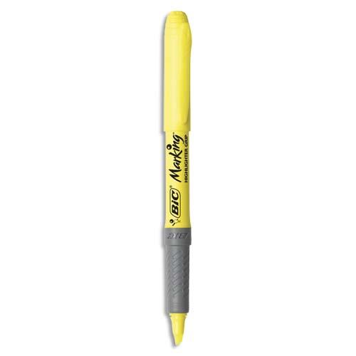 BIC Highlighter Grip Surligneurs Pointe Biseautée - Jaune