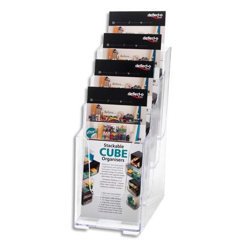 DEFLECTO Porte brochure 4cases format 1/3 A4 transparent