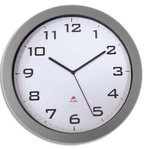 ALBA Horloge murale Horissimo silencieuse grand format en métal, pile AA non fournie - Diamètre 38 cm (dont eco-taxe de 0,11 €)