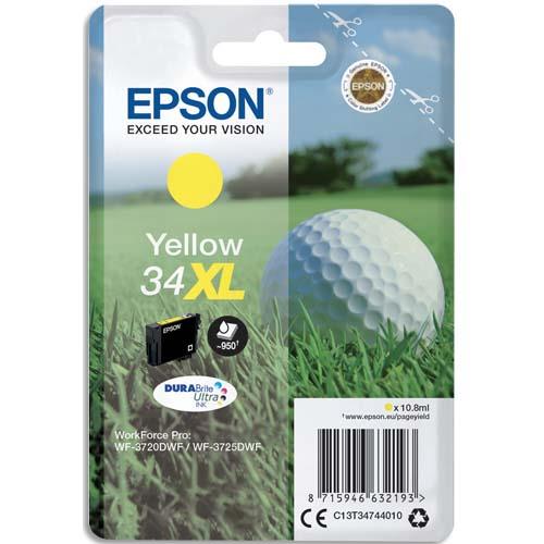 EPSON Cartouche Jet d'Encre DURABrite Ultra Yellow XL ''Balle de Golf'' 34 (T3474) - C13T34744010 (dont eco-taxe de 0,01 €)