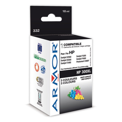 ARMOR Cartouche Jet d'encre reman pour HP 300XL 3 couleurs CC644EE K20273 (dont eco-taxe de 0,02 €)