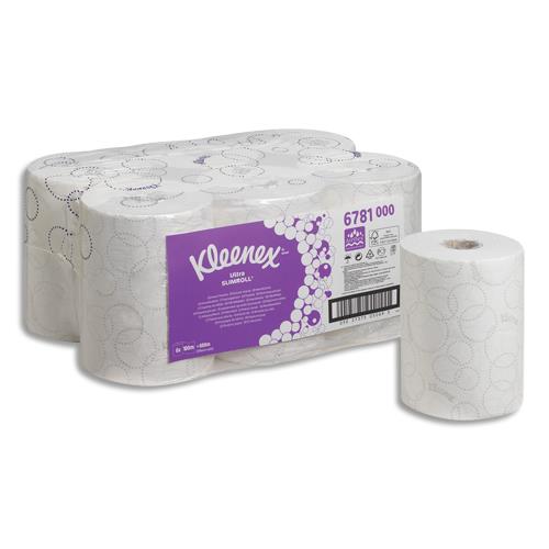 KLEENEX Lot de 6 Bobines d'essuie-mains Slimroll 2 plis - L100 m, H19,8 cm D14,5 cm pour Aquarius Blanc