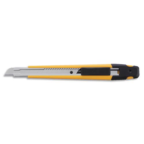 OLFA Cutter ambidextre A-1 Jaune Noir, poche, lame sécable - Largeur de la lame 9 mm