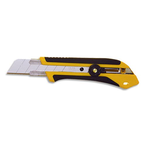 OLFA Cutter XH-1 Jaune Noir, manche en caoutchouc, blocage par molette, lame secable - Largeur lame 25 mm