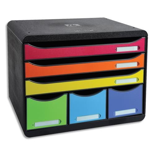 EXACOMPTA Module Store-Box Noir Arlequin 6 tiroirs PS, 3 formats A4+, 3 rangements L35,5 x H27,1 x P27 cm