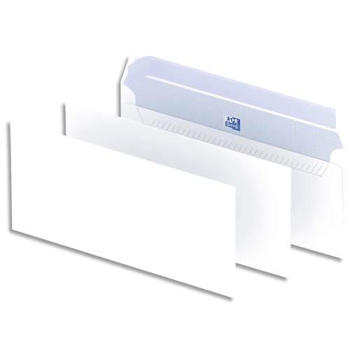 OXFORD Boîte de 200 enveloppes blanches auto-adhésives 90g format 110x220mm DL