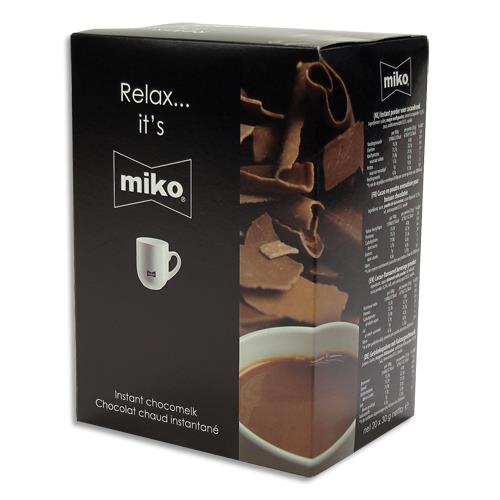 MIKO CAFE Boîte de 20 sachets individuels de chocolat de 30g, contient du lait en poudre