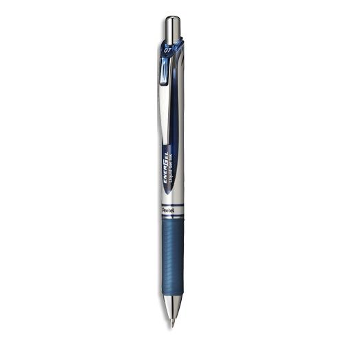 PENTEL Stylo à bille energel rétractable 0.7mm. Encre à pigment infalsifiable Bleu marine.