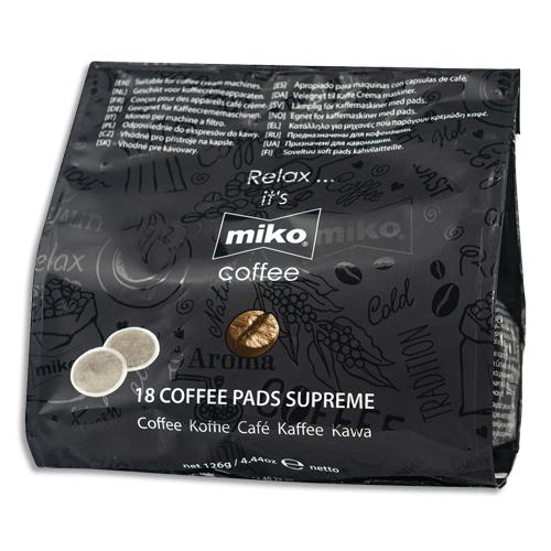 MIKO CAFE Sachet de 18 Dosettes souples de café 7g Pads Suprême expresso extra 100% Arabica