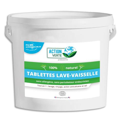 ACTION VERTE Seau 160 tablettes hydrosolubles lave-vaisselle cycle Long, nettoie, rince et anticalcaire