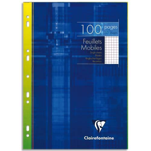 CLAIREFONTAINE Copies simples format 21x29,7cm 100 pages petits carreaux 5x5 Blancs 90g sous étui carton.