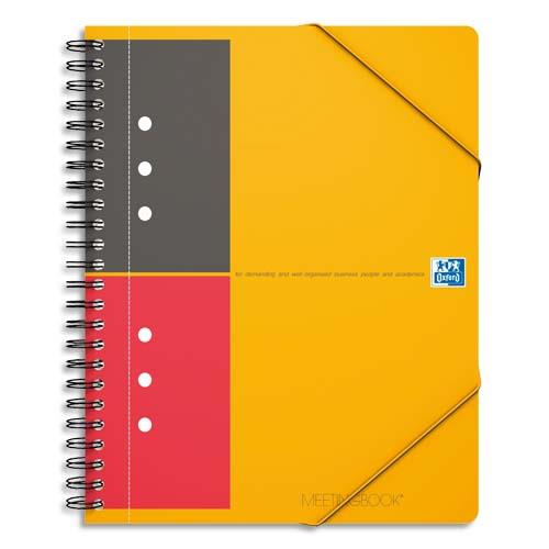 OXFORD Cahier MEETINGBOOK spirales 160 pages perforées 80g ligné 6mm 21x31,8cm Couverture polypro Orange