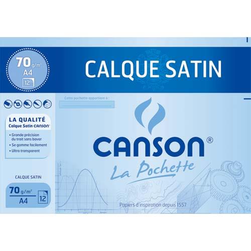 CANSON Pochette de 12 feuilles papier calque satin 90g 24x32cm Ref 2772