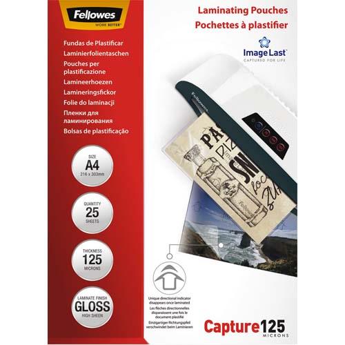 FELLOWES Boîte de 25 pochettes de plastification format A4 125 microns 5396301