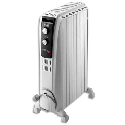 DELONGHI Radiateur bain d'huile Dragon 4 mobile 2000W 3 allures chauffe L44 x H65 x P16 cm Gris clair (dont eco-taxe de 1,67 €)