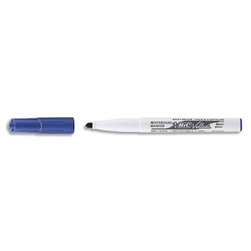 BIC Velleda 1741 Feutres pour Tableau Blanc Effaçables à Sec, Pointe Conique Moyenne - Bleu