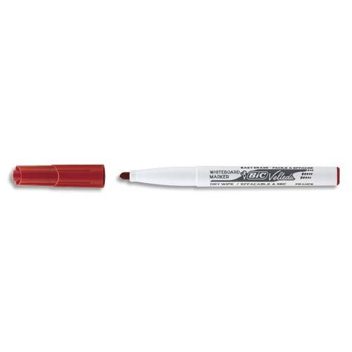 BIC Velleda 1741 Feutres pour Tableau Blanc Effaçables à Sec, Pointe Conique Moyenne - Rouge