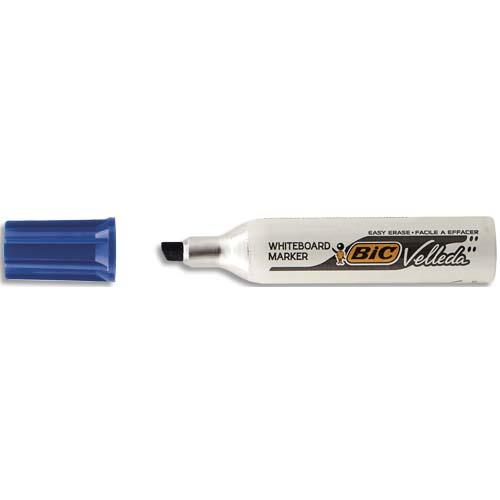 BIC Velleda 1781 Feutres pour Tableau Blanc Effaçables à Sec Pointe Biseautée Large - Bleu