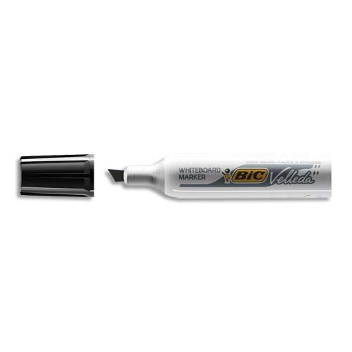 BIC Velleda 1781 Feutres pour Tableau Blanc Effaçables à Sec Pointe Biseautée Large - Noir