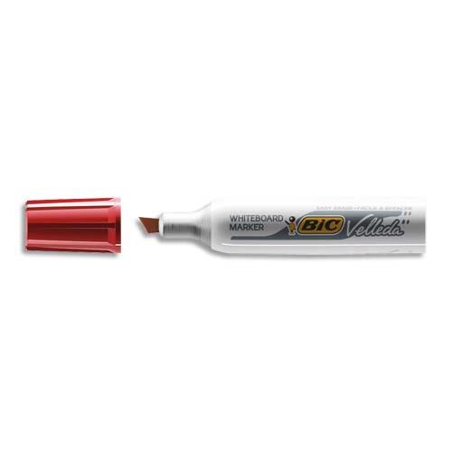 BIC Velleda 1781 Feutres pour Tableau Blanc Effaçables à Sec Pointe Biseautée Large - Rouge