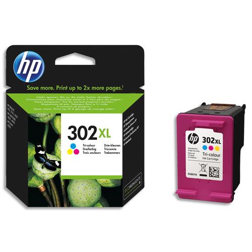 HP 302XL Cartouche d'Encre Trois Couleurs grande capacité Authentique (F6U67AE) (dont eco-taxe de 0,02 €)