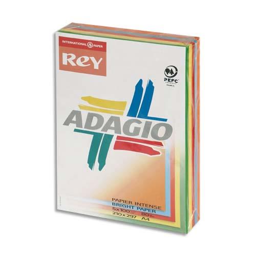 INAPA Ramette 100 feuilles x 5 teintes papier couleur intense ADAGIO assortis intenses A4 80g